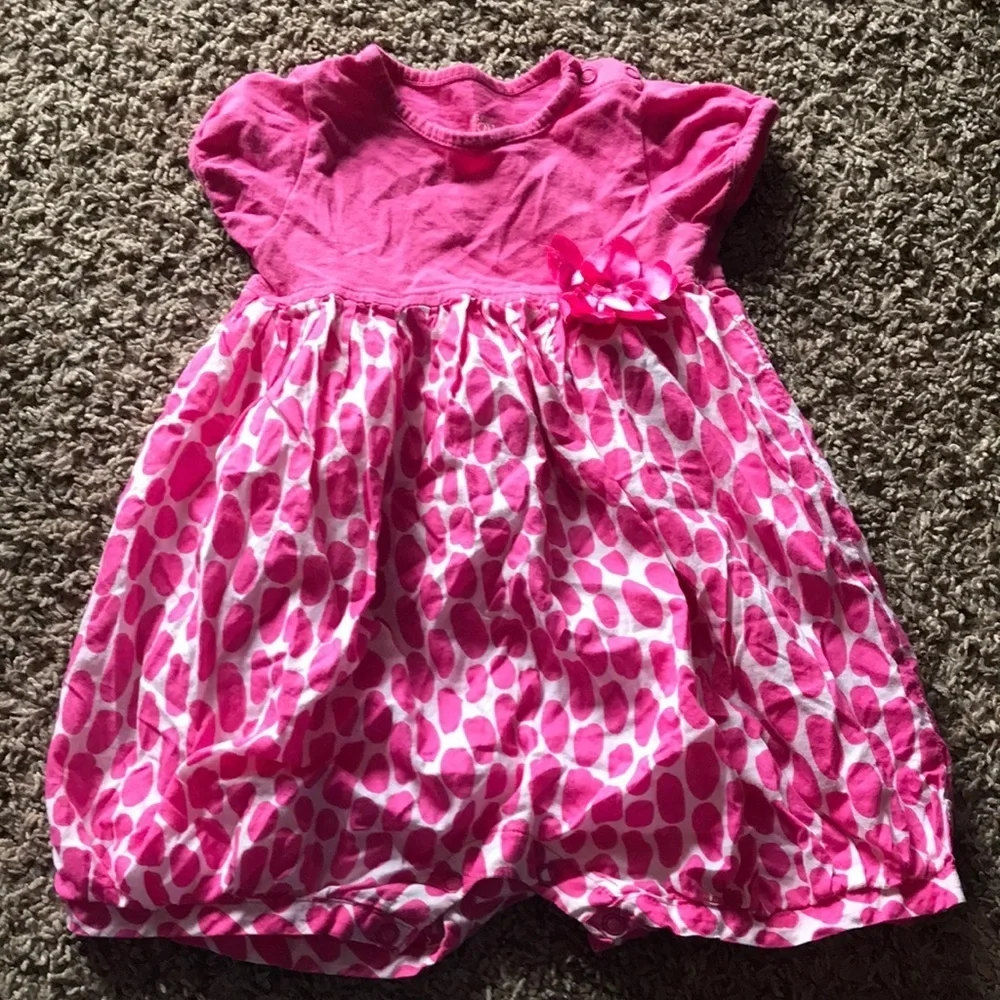 Carters Pink & White Short Sleeve Shorts Romper